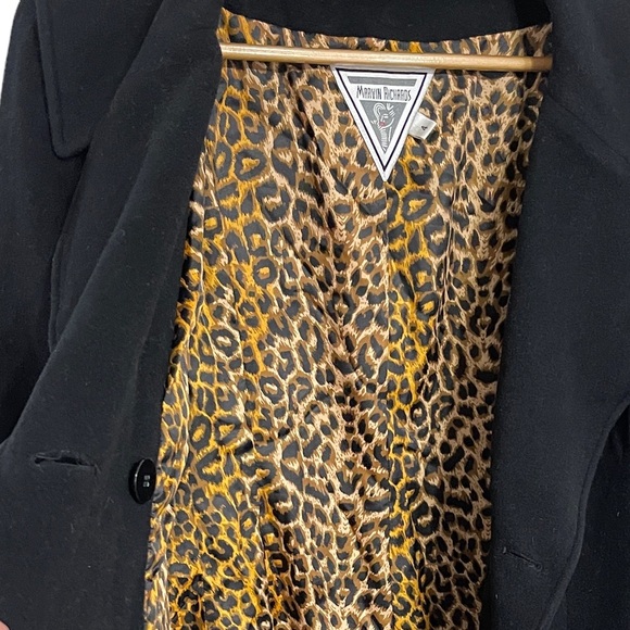 Marvin Richardson Double Breast Black Wool Cashmere Blend Trench Coat - Picture 3 of 5